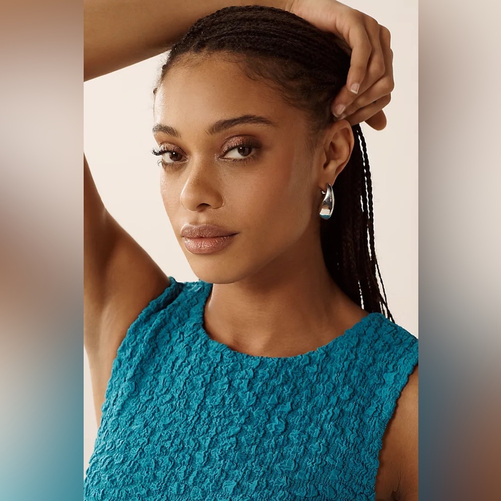 Anthropologie Textured Bodycon Dress Turquoise Blue NWT - Picture 3 of 11